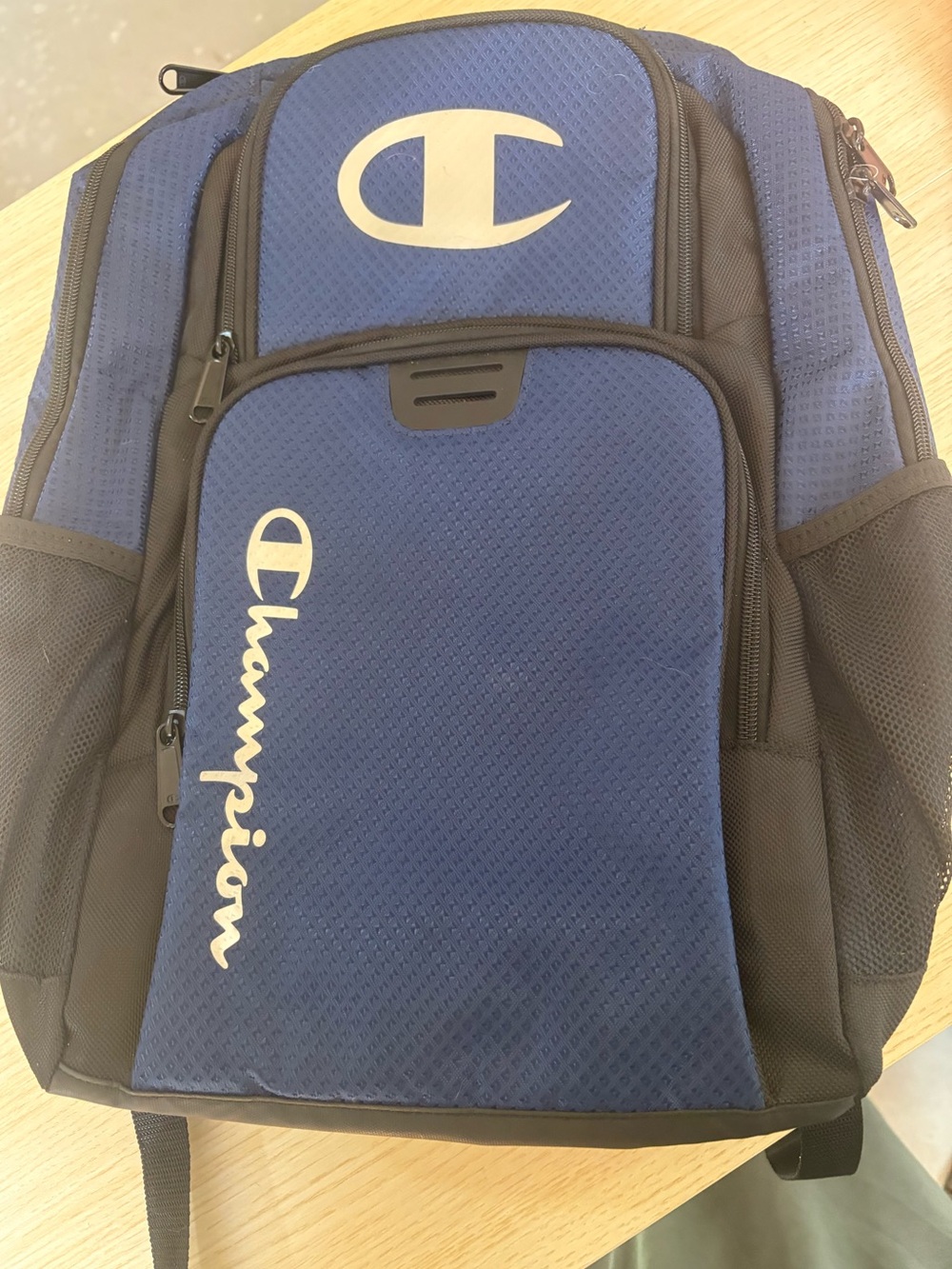 Champion Blue and Black Men's Backpack with White Logo